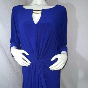 Womens Vince Camuto Keyhole Neckline Long-sleeve Sheath Dress Royal Blue Size 16